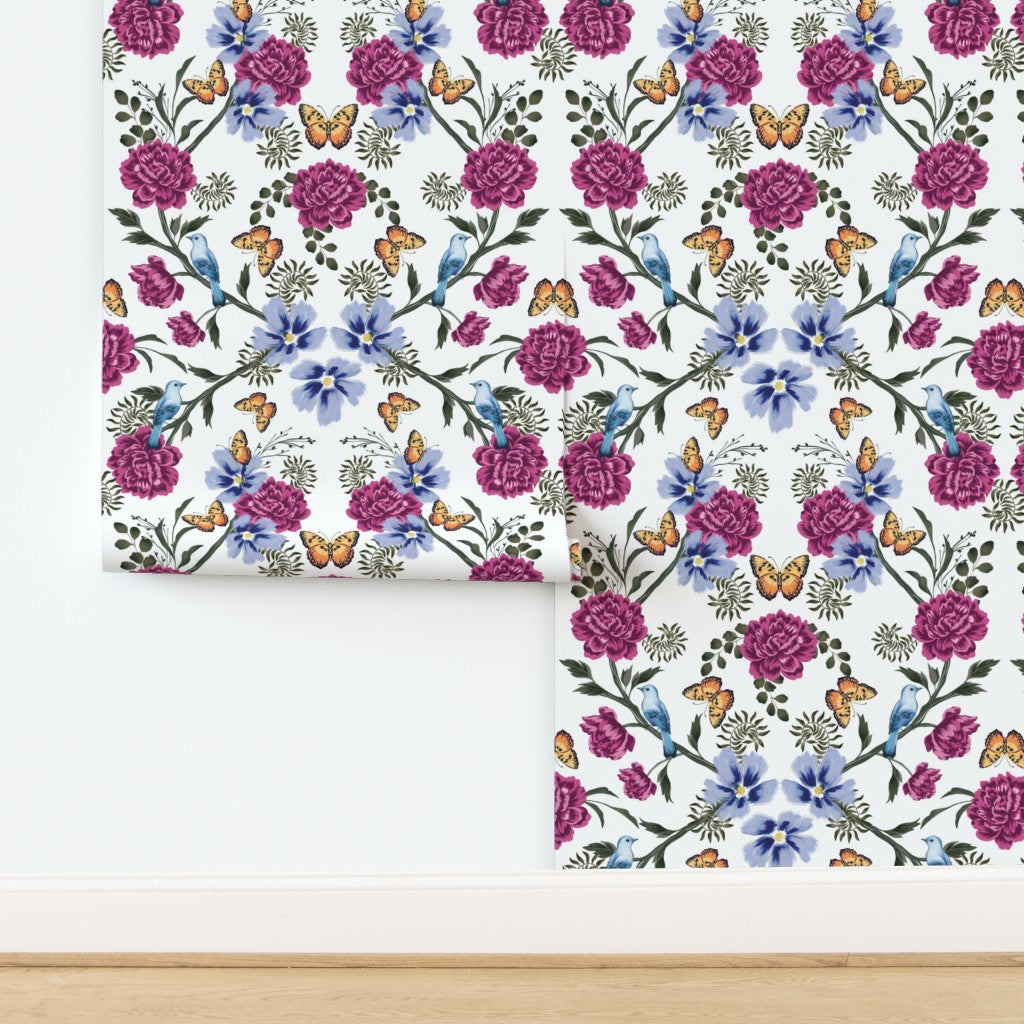 Floral Frenzy Wallpaper - Berry